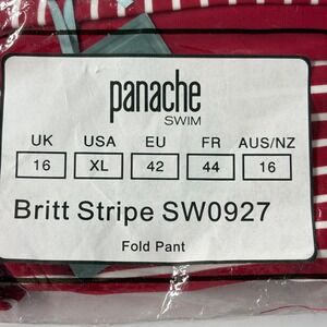 NWT Panache Women Swim Bottom XL Red White Britt Stripe Fold Pant SW0927 Pool